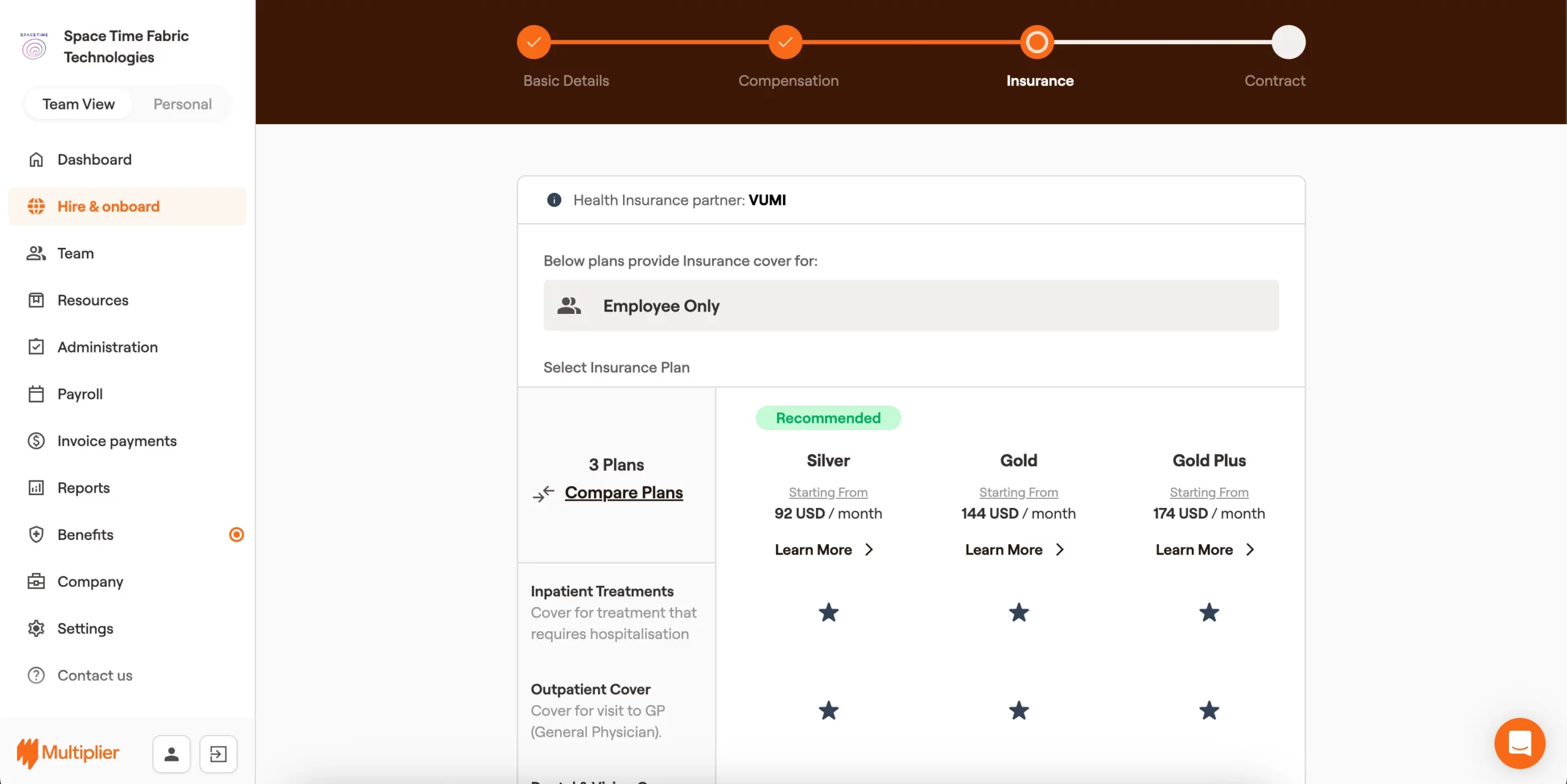 Insurance options available for onboarding a contractor in Mexico. 